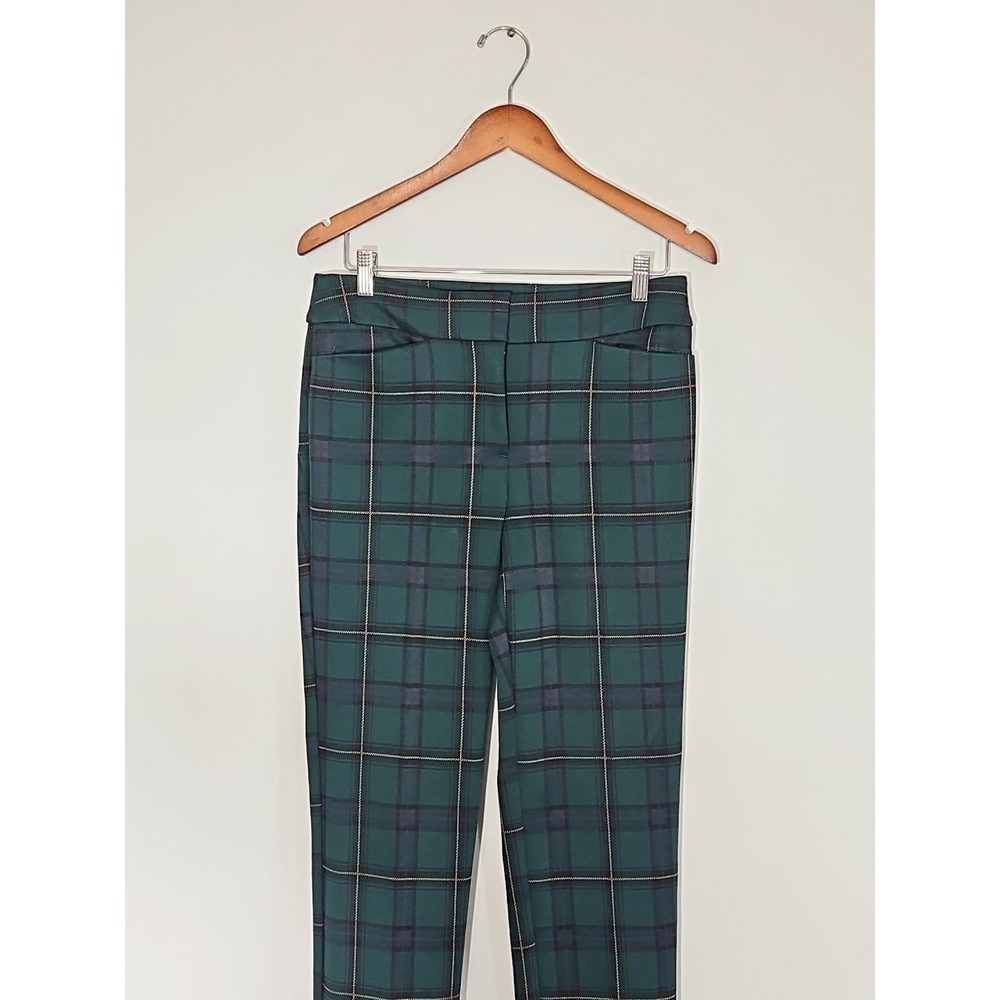 Ann Taylor  The Audrey High Rise Plaid Pants Size 4  Green Black White
